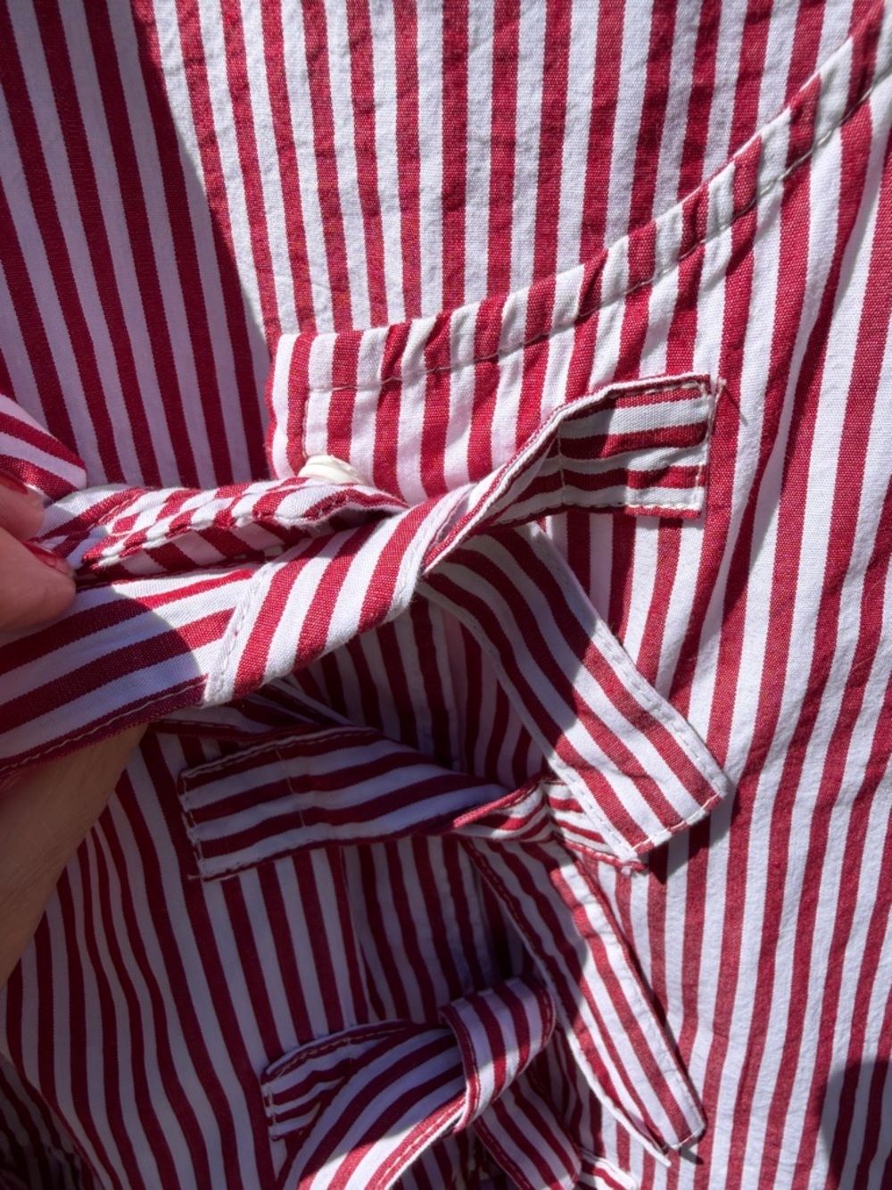 Velvet Heart Red & White Striped Bow-Front Peplum Blouse - Picture 5 of 7